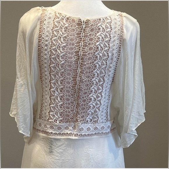 BCBGMaxizaria XS Elegant Cream Lace Women's Top cottagecore fairycore whimsy - Picture 2 of 8